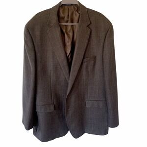 Ralph Lauren Mens 46R Wool Houndstooth Blazer Sport Coat Brown